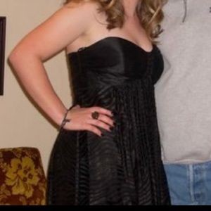 Strapless black zebra chiffon dress